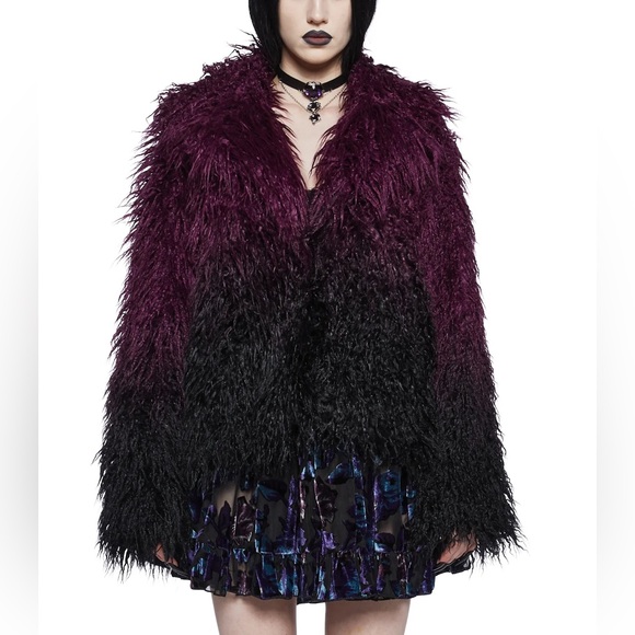 Widow I’d Die Again Faux Fur Ombré Jacket - Picture 1 of 4